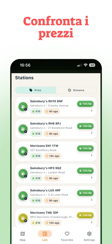 Confronta i prezzi del carburante